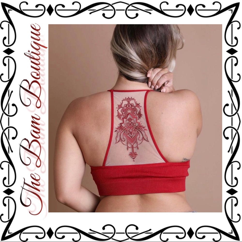 Plus Size Tattoo Mesh Racerback Bralette